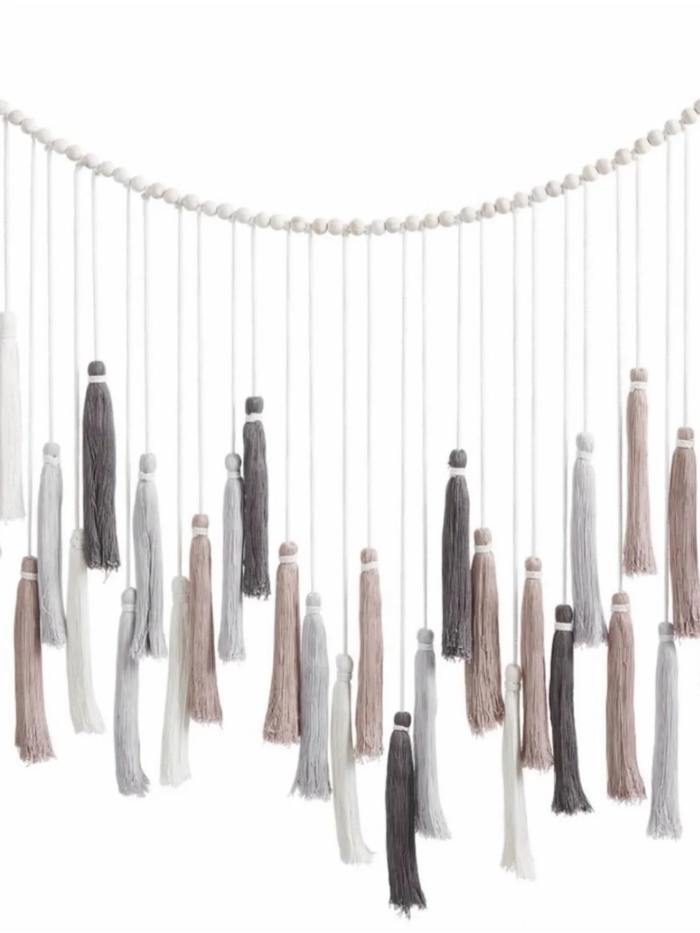 Pottery Barn Oversized Tassel Garland Wall Hanging in Cream, Tan, Gray, Brown